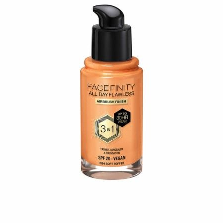 Base Cremosa per il Trucco Max Factor Face Finity All Day Flawless 3 in 1 Spf 20 Nº N84 Soft toffee 30 ml di Max Factor, Fond...