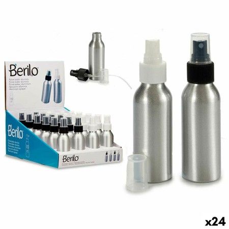 Bottiglia per nebulizzare Berilo CH9979-2 Bianco Nero Trasparente Argentato Alluminio polipropilene 100 ml (24 Unità) di Beri...