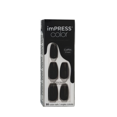 False nails Kiss imPRESS color Black 30 Pieces (30 Units) by Kiss, False nails and accessories - Ref: S8316901, Price: €12.25...
